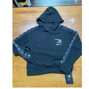 NWT 3 Brand Hoodie Kids S Black  Russell Wilson Nike Cropped Ribbed Pullover